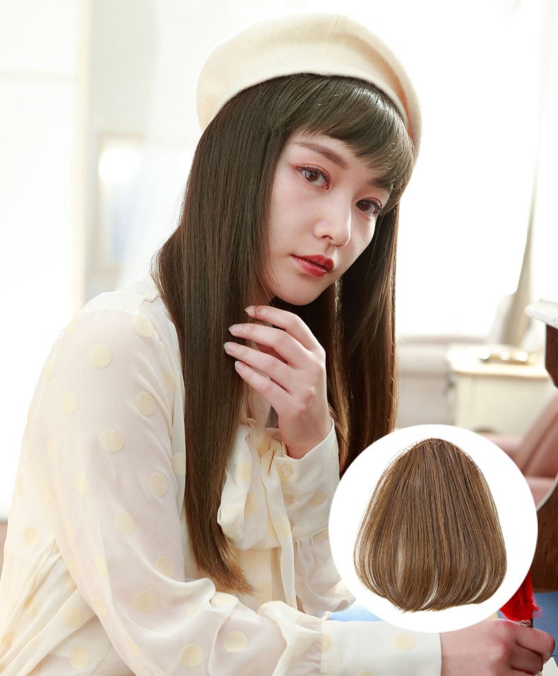 ふんわり総手植え前髪ウィッグ【フルバング】FX-100 TDB:耐熱ダークブラウン　モデル着用画像