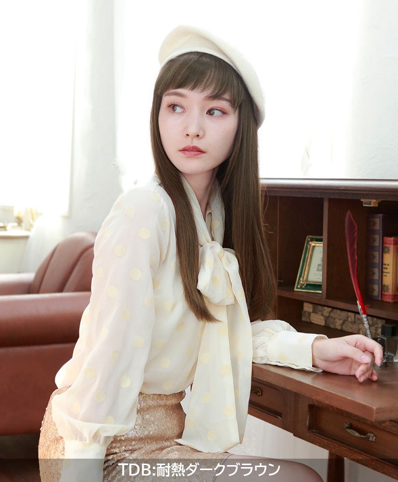 ふんわり総手植え前髪ウィッグ【フルバング】FX-100 TDB:耐熱ダークブラウン　モデル着用画像