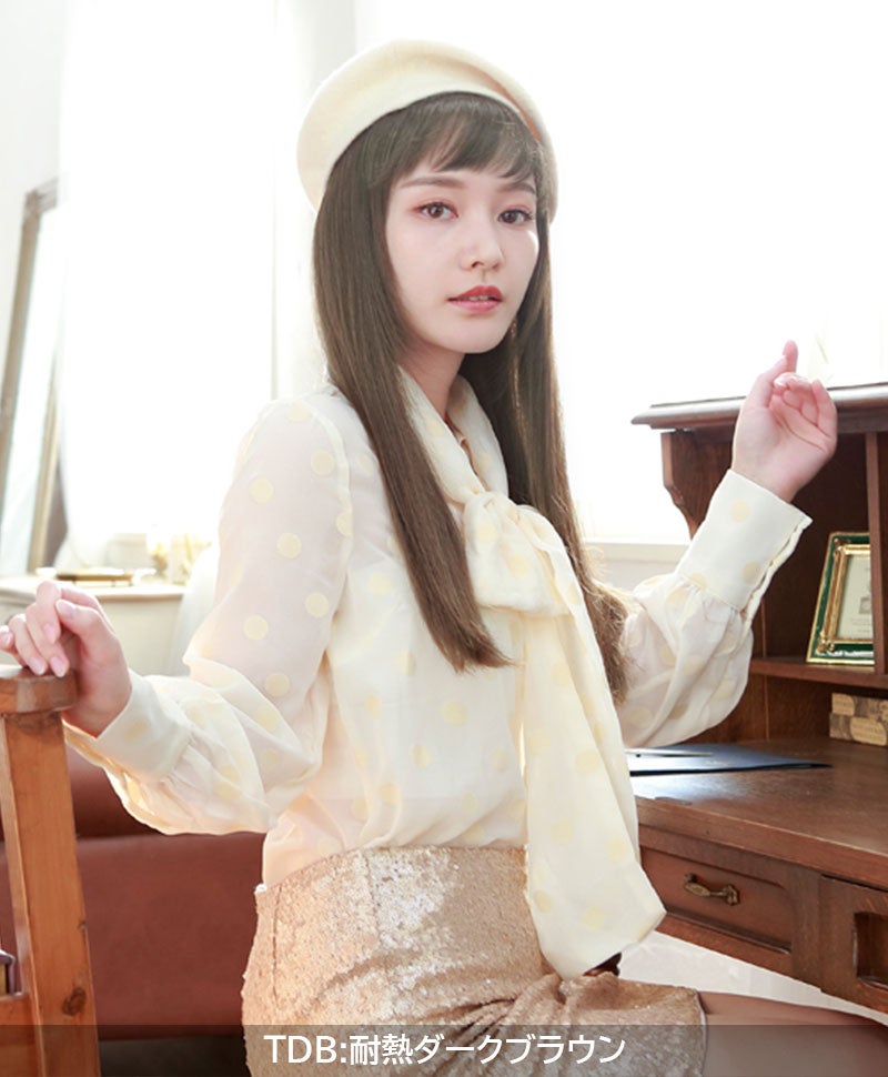 ふんわり総手植え前髪ウィッグ【フルバング】FX-100 TDB:耐熱ダークブラウン　モデル着用画像