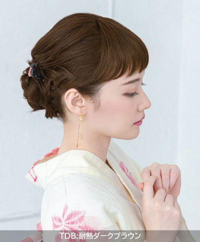 ふんわり総手植え前髪ウィッグ【フルバング】FX-100 TDB:耐熱ダークブラウン　モデル着用画像