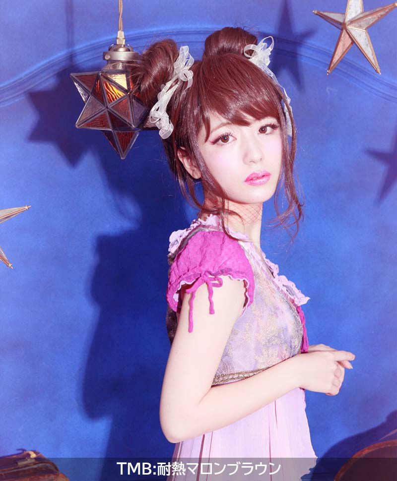 ふんわり総手植え前髪ウィッグ【サイドロングカールバング】品番FX-103耐熱 カラーTMB耐熱マロンブラウン3