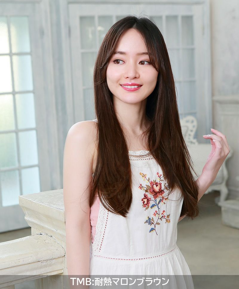 めちゃ楽エクステ【ヴァージンストレート】 品番TX-25耐熱 毛先ワンカールのニュアンスストレートウィッグ 着用イメージ2