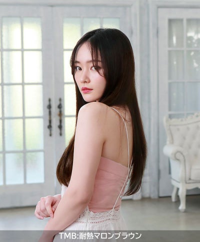 めちゃ楽エクステ【ヴァージンストレート】 品番TX-25耐熱 毛先ワンカールのニュアンスストレートウィッグ 着用イメージ5