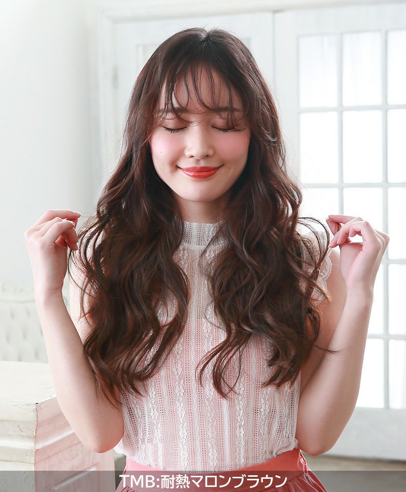 【セルフでできる】めちゃ楽エクステ【ナチュゆるカール】TX-27耐熱 抜け感のある柔らかなゆるめカール 着用イメージ2 カラー TMB:耐熱マロンブラウン