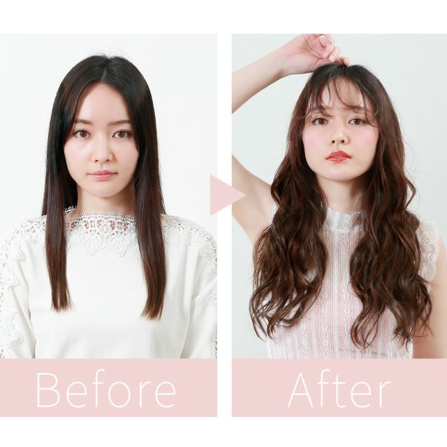 めちゃ楽エクステ【ナチュゆるカール】TX-27 モデル着用ビフォーアフター