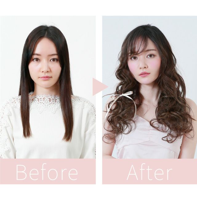 めちゃ楽エクステ【乙女巻き】TX-28 モデル着用ビフォーアフター