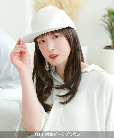 アンダー帽子ウィッグ【ミディアムストレート】 品番BO-22耐熱 着用イメージ9 カラー TDB：耐熱ダークブラウン 