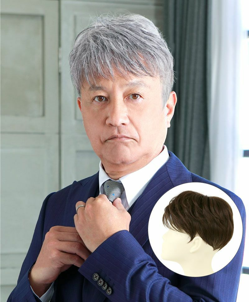 男性用五分ウィッグ【ボリュームショート】 品番GB-23耐熱 着用イメージ10 カラーTGH：耐熱グレイヘア