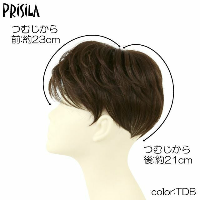 男性用五分ウィッグ【ボリュームショート】 品番GB-23耐熱 商品スペック つむじから前約23cm つむじから後約21cm