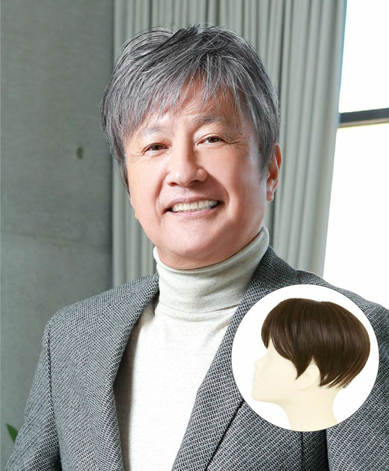 男性用五分ウィッグ【ミディアムショート】 品番GB-24耐熱 着用イメージ11 カラーTDGH：耐熱ダークグレイヘア