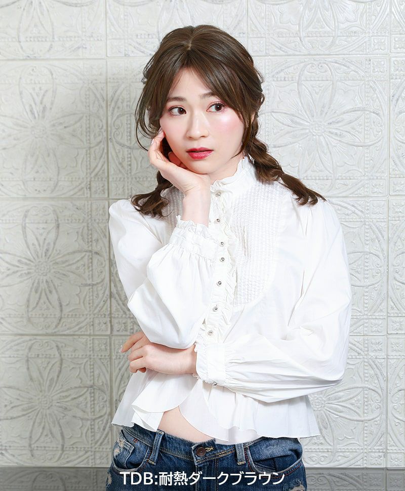 つむじあり前髪ウィッグ【グラムワンレンバングス】 品番TFX-105耐熱 着用イメージ15 カラー：TDB耐熱ダークブラウン