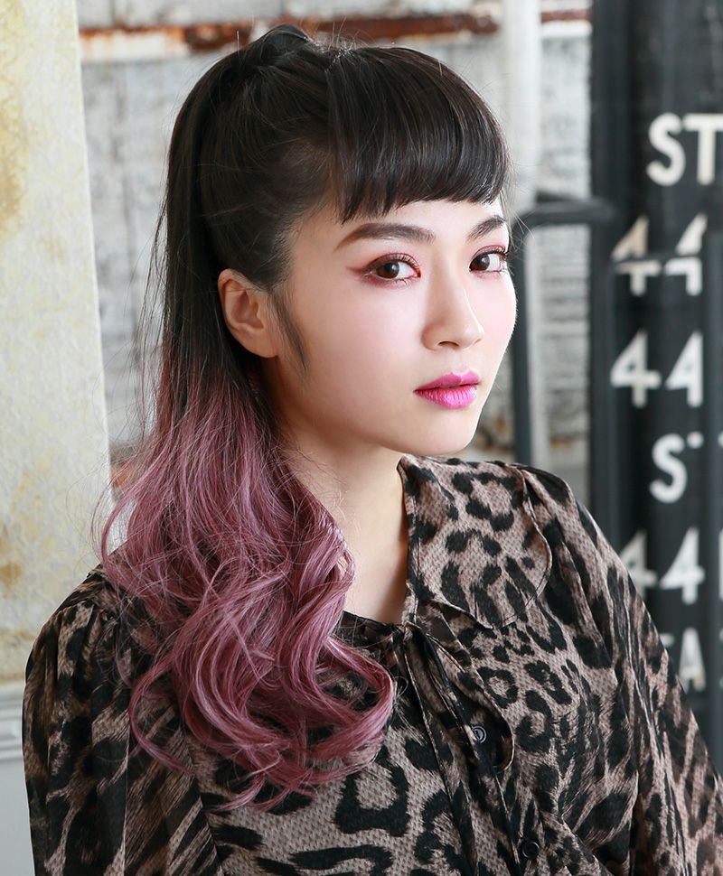 グラデーションテールウィッグ【グラデカールポニー】CTL-10-BK耐熱ブラック　CTDP ダークプラム