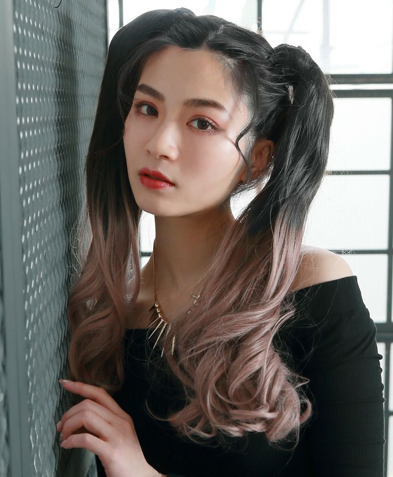 グラデーションテールウィッグ【グラデカールポニー】CTL-10-BK耐熱ブラック　CTGL グレーラベンダー