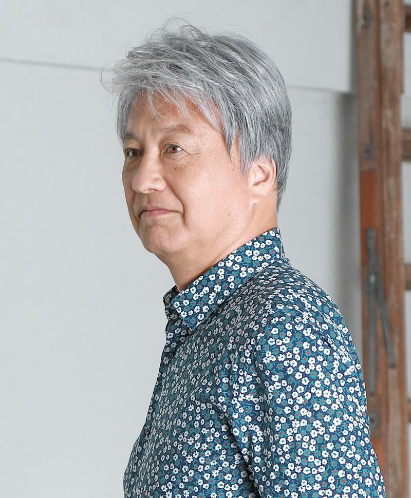 ミセスBEAUTE総手植えオールウィッグ(人毛ミックス)【ブロッサムカールショート】BA-100 カラー ZGH：人毛ミックスグレイヘア　メンズ　男性