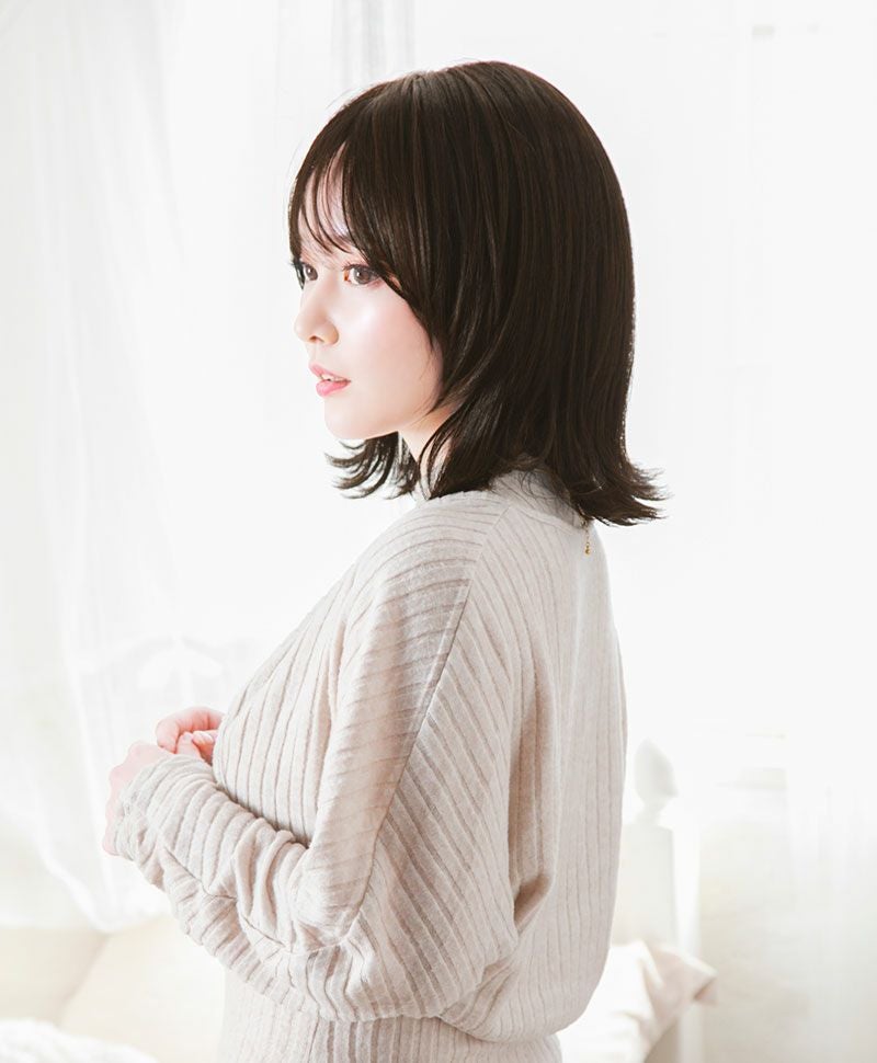 帽子ウィッグ（リラックス）【外ハネボブ】 品番BO-04耐熱 カラーTDB 耐熱ダークブラウン4バック