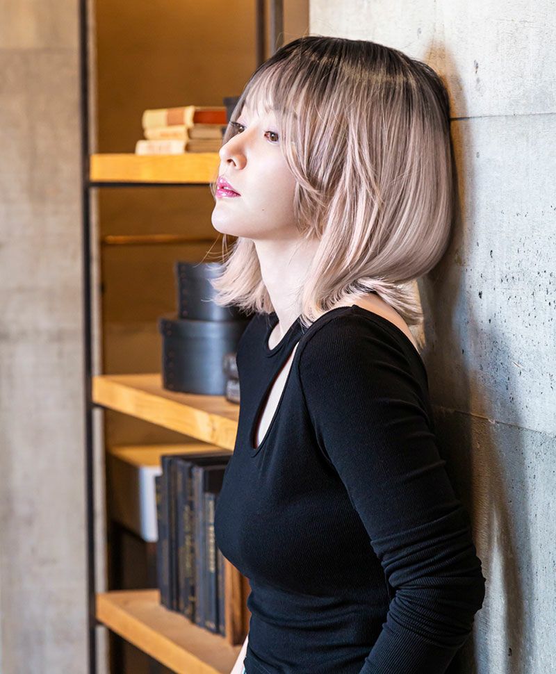 帽子ウィッグ（リラックス）【外ハネボブ】 品番BO-04耐熱 カラーTDMT 耐熱ダスティミルクティー2