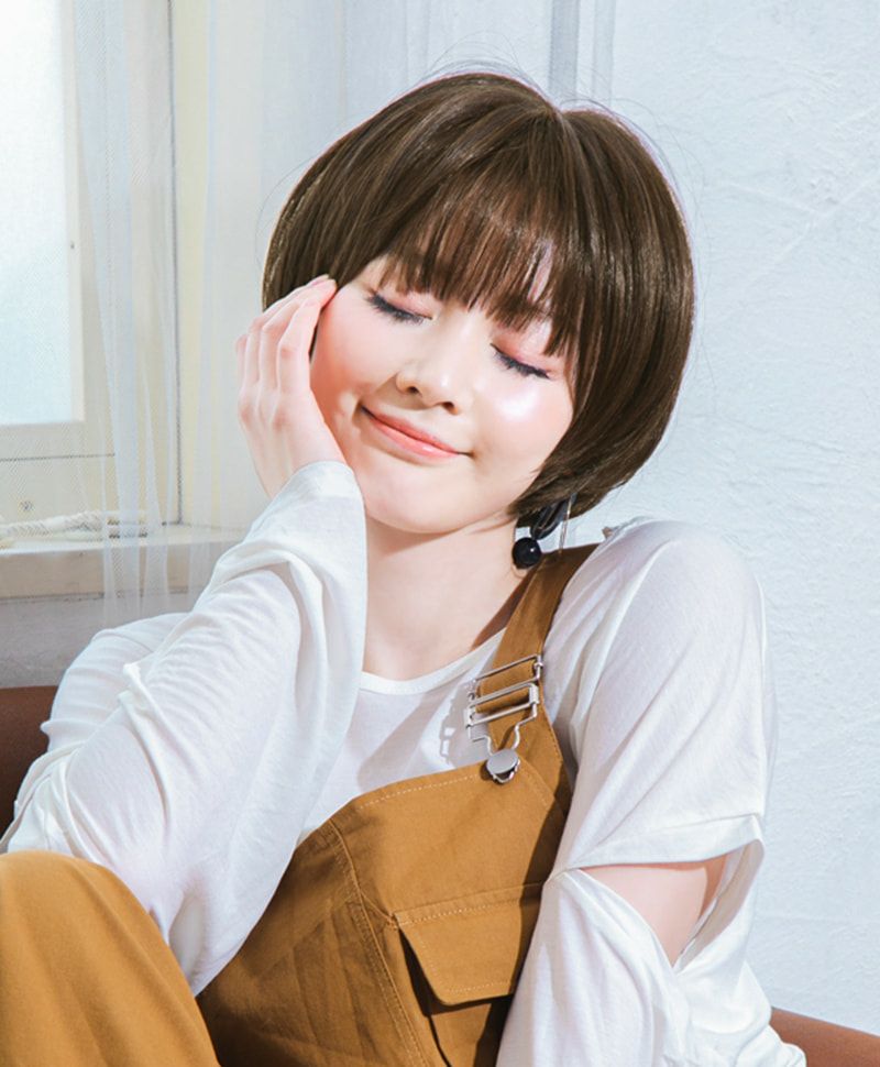 帽子ウィッグ（リラックス）【ラウンドマッシュ】 品番BO-05耐熱 カラーTDB 耐熱ダークブラウン