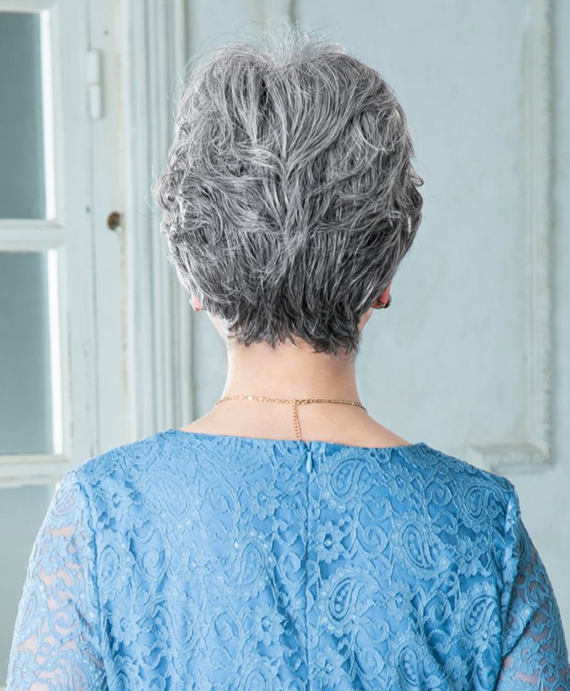 帽子ウィッグ（リラックス）【ミックスカールショート】BO-08耐熱TGHグレイヘア