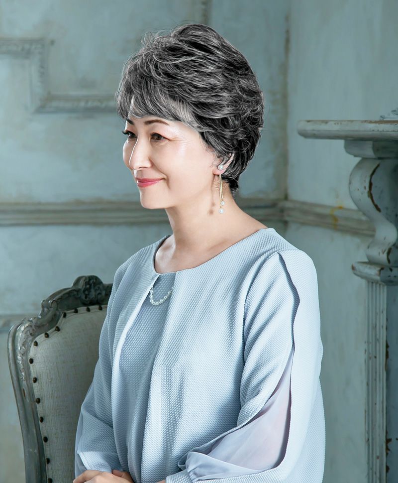 帽子ウィッグ（リラックス）【ミックスカールショート】BO-08耐熱TDGHダークグレイヘア