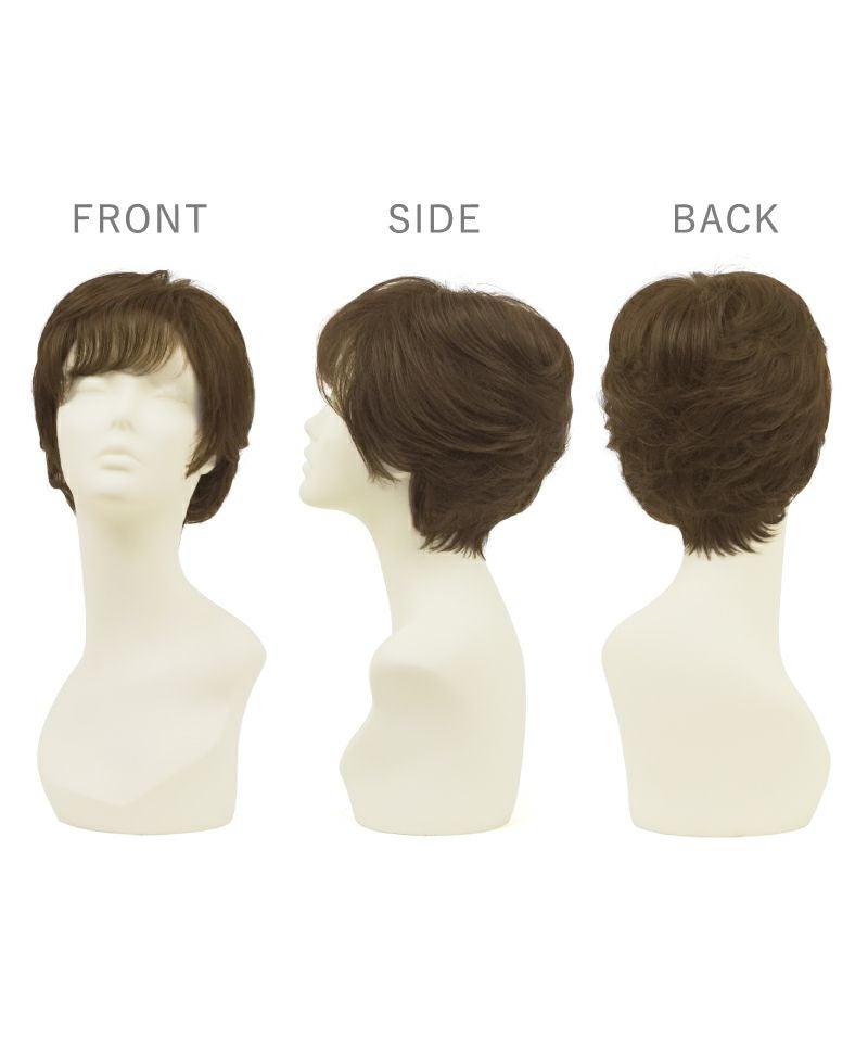 帽子ウィッグ（リラックス）【ミックスカールショート】BO-08　マネキン着用前横後
