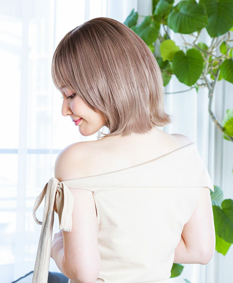 帽子ウィッグ（フィット）【外ハネボブ】 品番BO-13耐熱 カラーTDMT 耐熱ダスティミルクティー