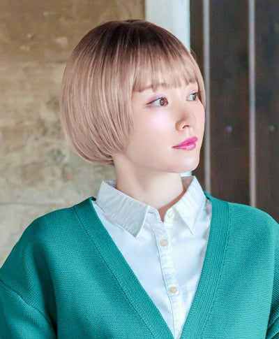 帽子ウィッグ（フィット）【ラウンドマッシュ】 品番BO-14耐熱 カラーTDMT 耐熱ダスティミルクティー