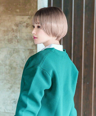 帽子ウィッグ（フィット）【ラウンドマッシュ】 品番BO-14耐熱 カラーTDMT 耐熱ダスティミルクティー