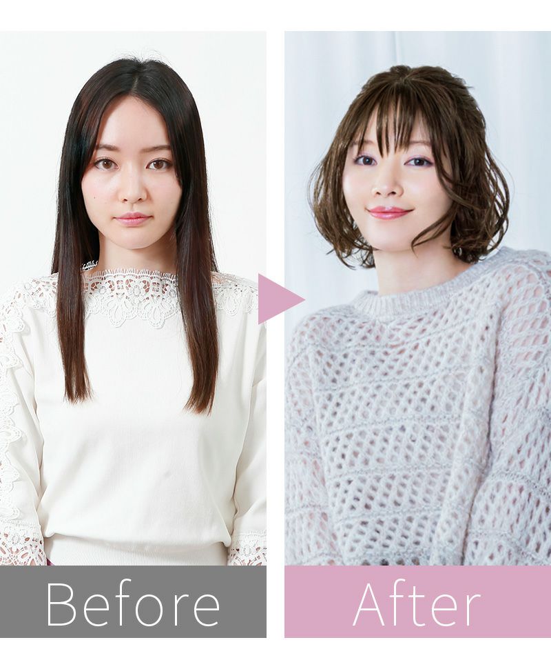 帽子ウィッグ(フィット/Sサイズ)【波ウェーブボブ】BO-15　BEFOREAFTER 1