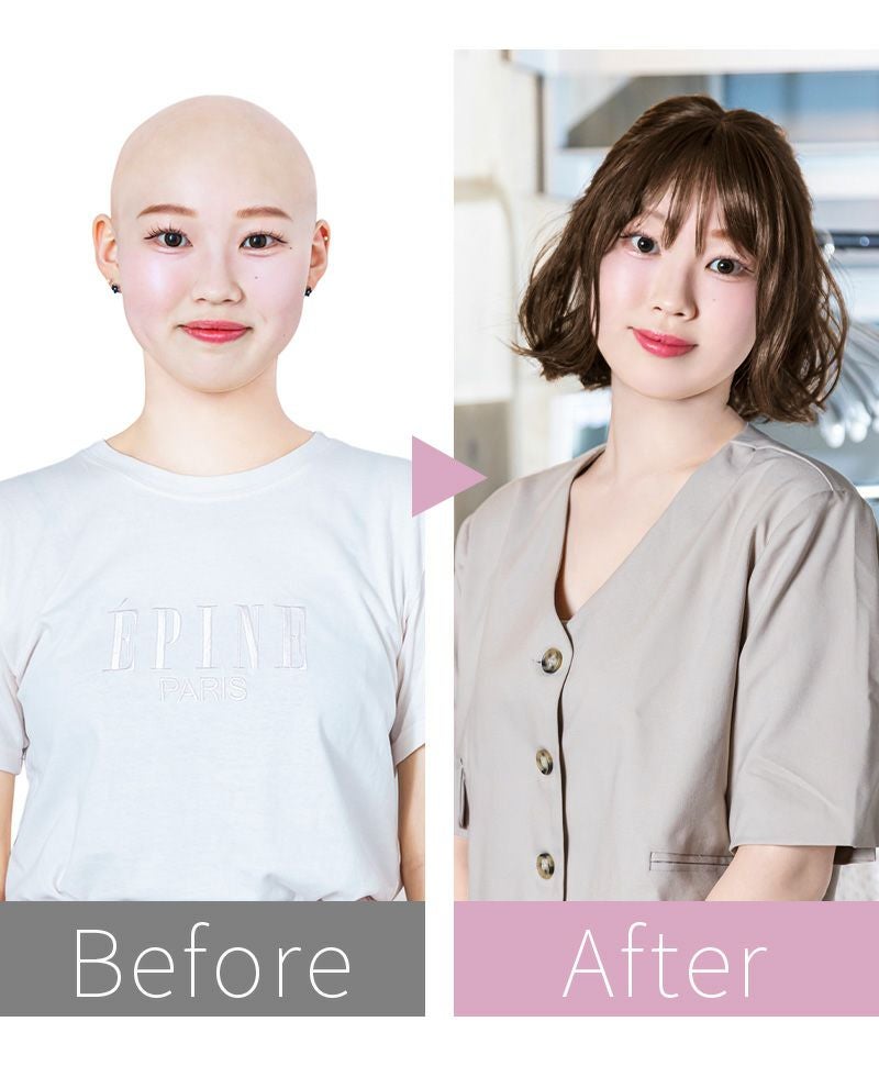 帽子ウィッグ(フィット/Sサイズ)【波ウェーブボブ】BO-15　BEFOREAFTER 2