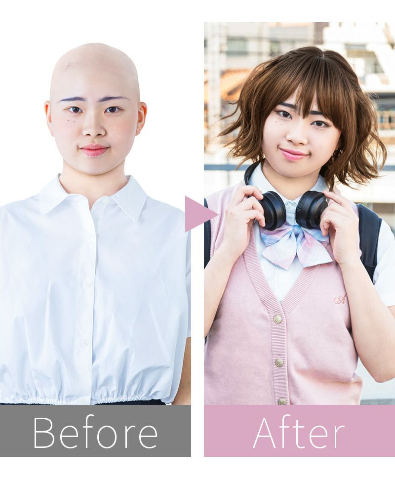 帽子ウィッグ(フィット/Sサイズ)【波ウェーブボブ】BO-15　BEFOREAFTER 3