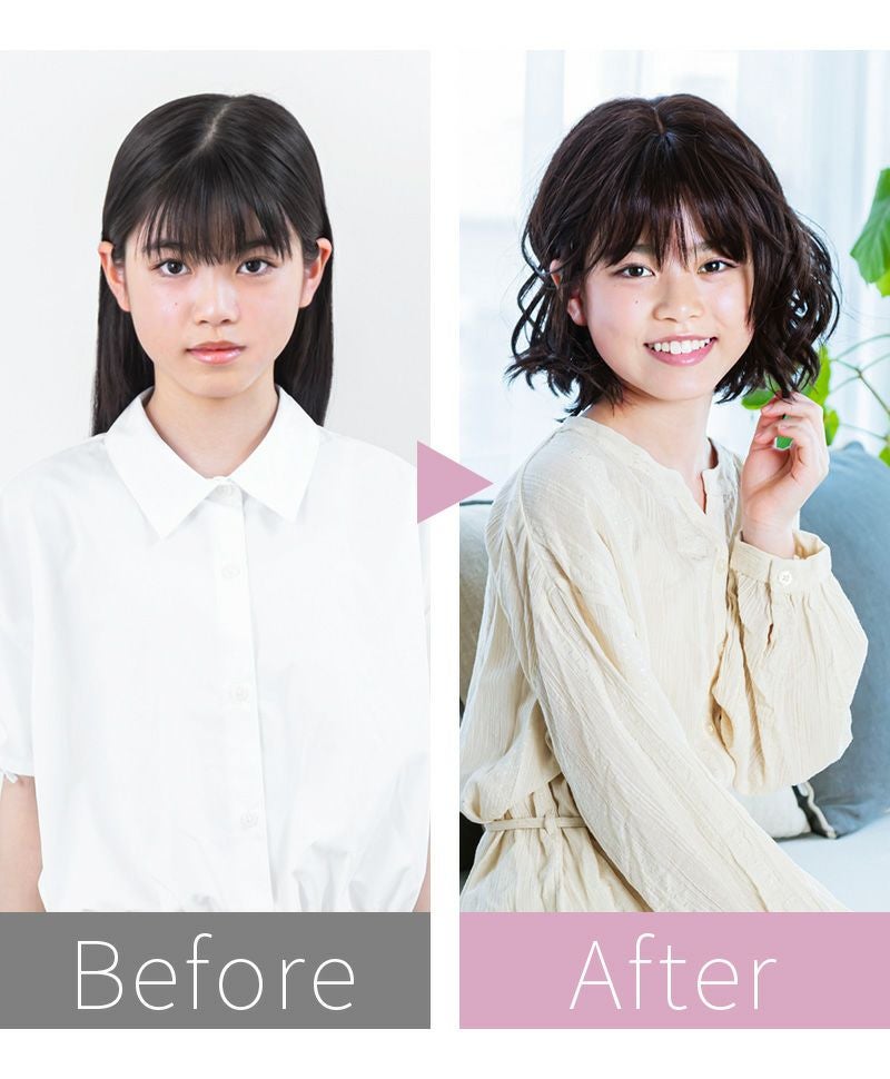 帽子ウィッグ(フィット/Sサイズ)【波ウェーブボブ】BO-15　BEFOREAFTER 4