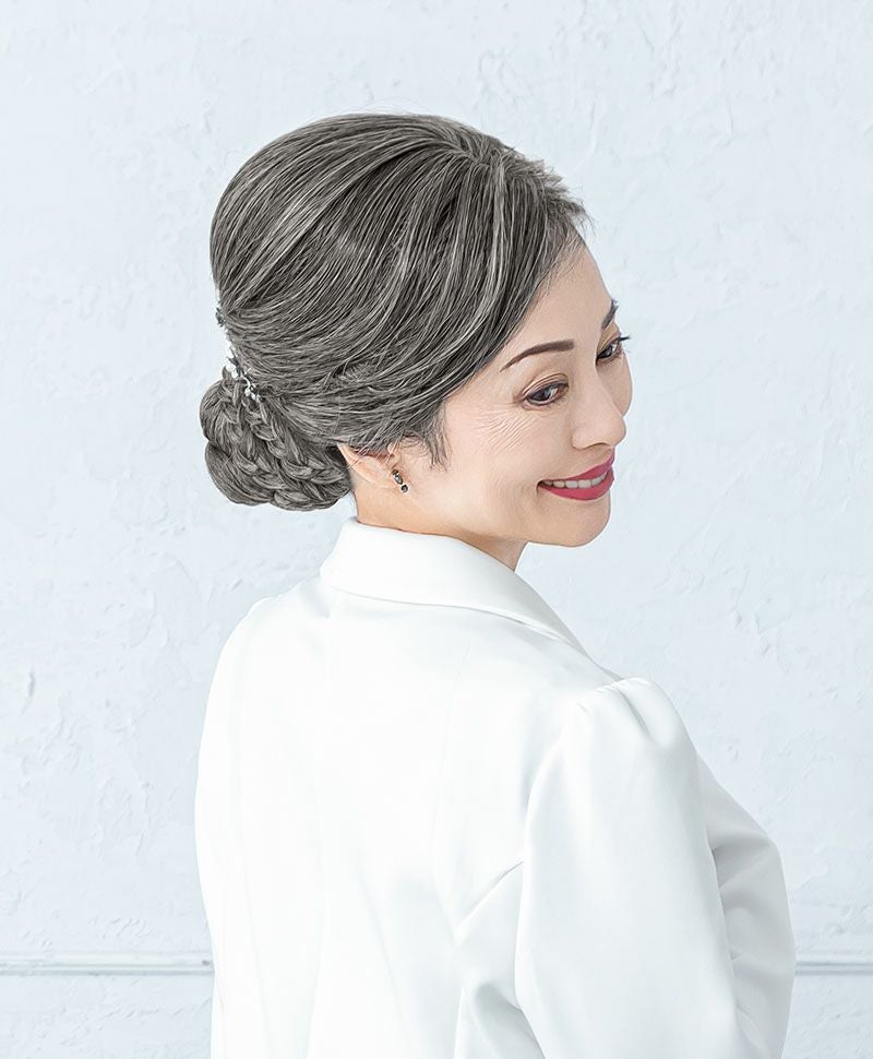 【公式サイト限定】和装クリップ【みつあみシニヨン】CP-02 耐熱 カラー TNGH:耐熱ナチュラルグレイヘア