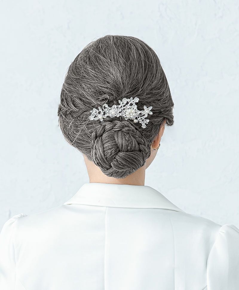 【公式サイト限定】和装クリップ【みつあみシニヨン】CP-02 耐熱 カラー TNGH:耐熱ナチュラルグレイヘア