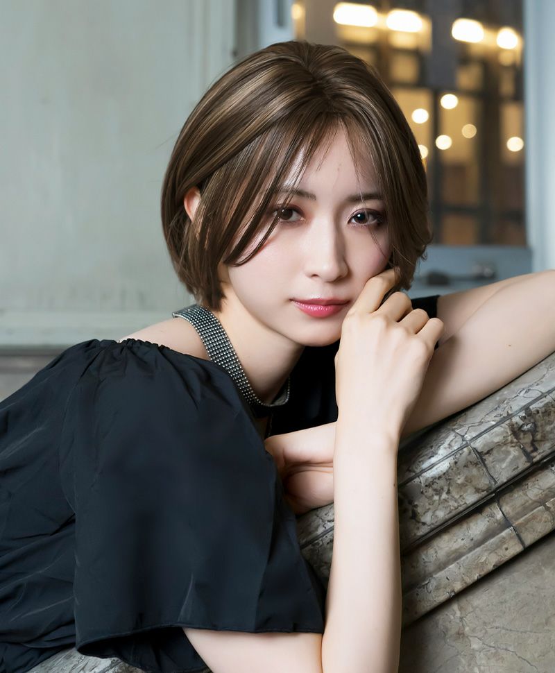 【公式サイト限定】PRISILA Limi手植えオールウィッグ(人毛ミックス)【ルナショート】品番：LA-001　着用 カラー ZHM:人毛ミックスハイメッシュ