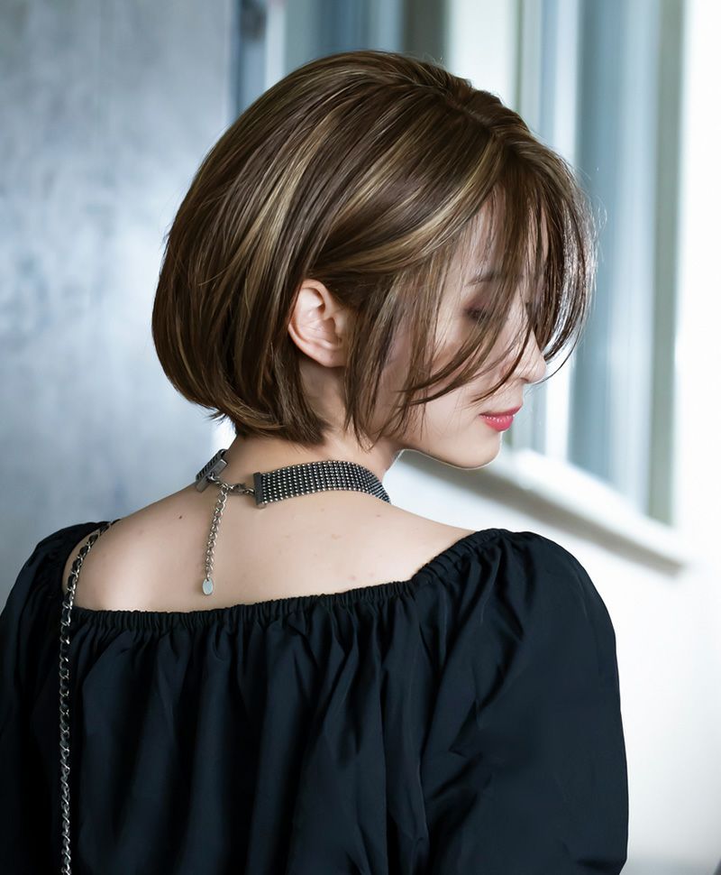 【公式サイト限定】PRISILA Limi手植えオールウィッグ(人毛ミックス)【ルナショート】品番：LA-001　着用 カラー ZHM:人毛ミックスハイメッシュ