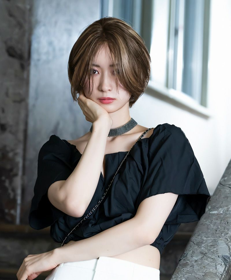 【公式サイト限定】PRISILA Limi手植えオールウィッグ(人毛ミックス)【ルナショート】品番：LA-001　着用 カラー ZHM:人毛ミックスハイメッシュ