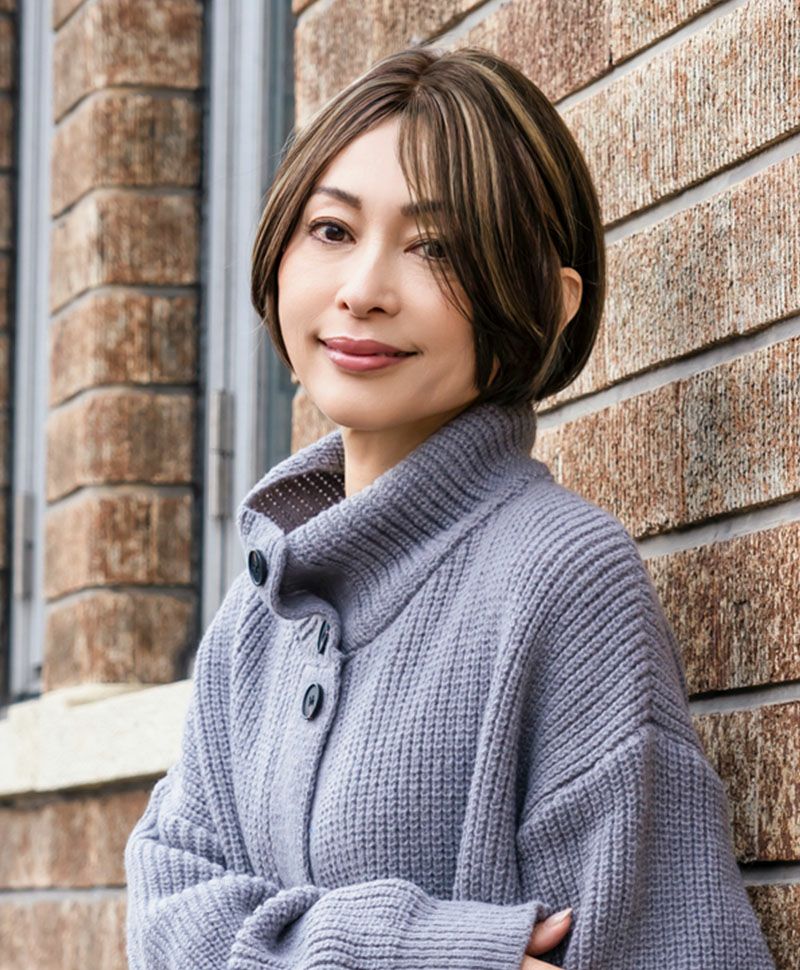 【公式サイト限定】PRISILA Limi手植えオールウィッグ(人毛ミックス)【ルナショート】品番：LA-001　着用 カラー ZHM:人毛ミックスハイメッシュ　ミセスおすすめ