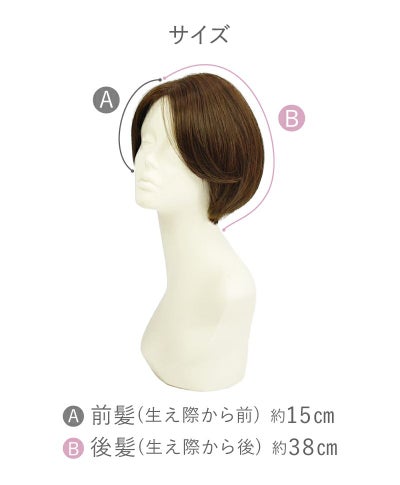 【公式サイト限定】PRISILA Limi手植えオールウィッグ(人毛ミックス)【ルナショート】LA-001(S・Mサイズあり) スペック　サイズ
