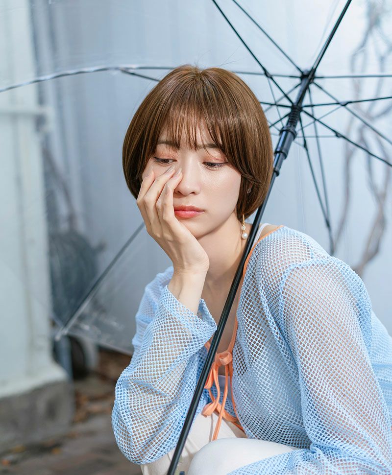 【公式サイト限定】PRISILA Limi手植えオールウィッグ(人毛ミックス)【アプリコットショート】LA-002(S・Mサイズあり) モデル着用イメージ カラーZMB:人毛ミックスマロンブラウン