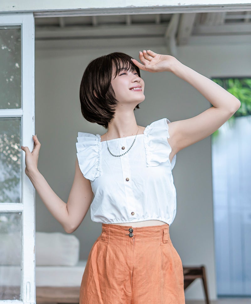 【公式サイト限定】PRISILA Limi手植えオールウィッグ(人毛ミックス)【アプリコットショート】LA-002(S・Mサイズあり) モデル着用イメージ カラーZNC:人毛ミックスナチュラルカラー