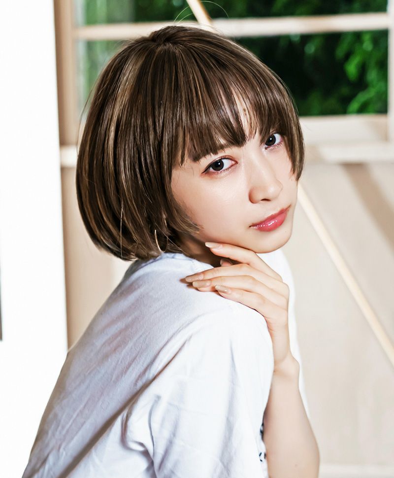 【公式サイト限定】PRISILA Limi手植えオールウィッグ(人毛ミックス)【アプリコットショート】LA-002(S・Mサイズあり) モデル着用イメージ カラーZHM:人毛ミックスハイメッシュ