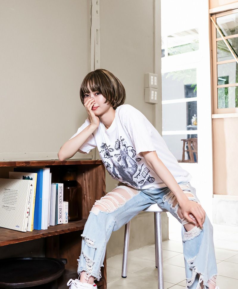 【公式サイト限定】PRISILA Limi手植えオールウィッグ(人毛ミックス)【アプリコットショート】LA-002(S・Mサイズあり) モデル着用イメージ カラーZHM:人毛ミックスハイメッシュ