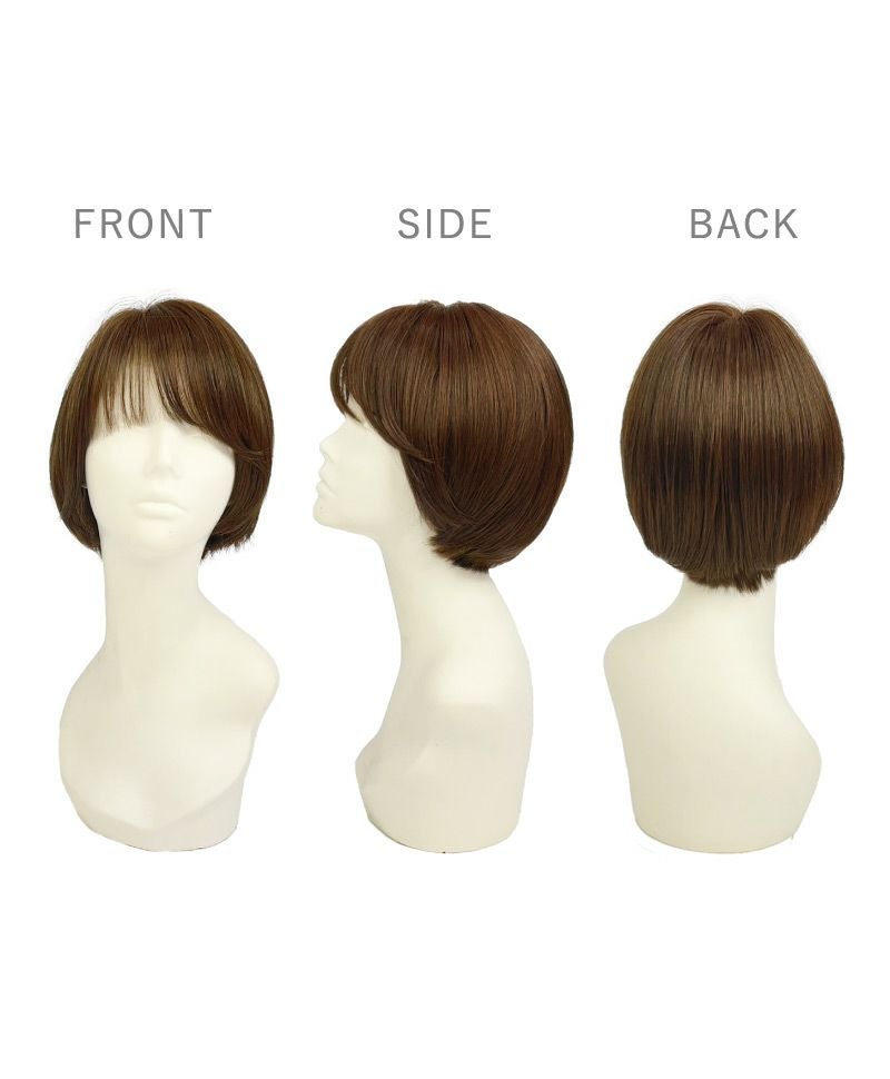 【公式サイト限定】PRISILA Limi手植えオールウィッグ(人毛ミックス)【アプリコットショート】LA-002(S・Mサイズあり) マネキン着用　前後横