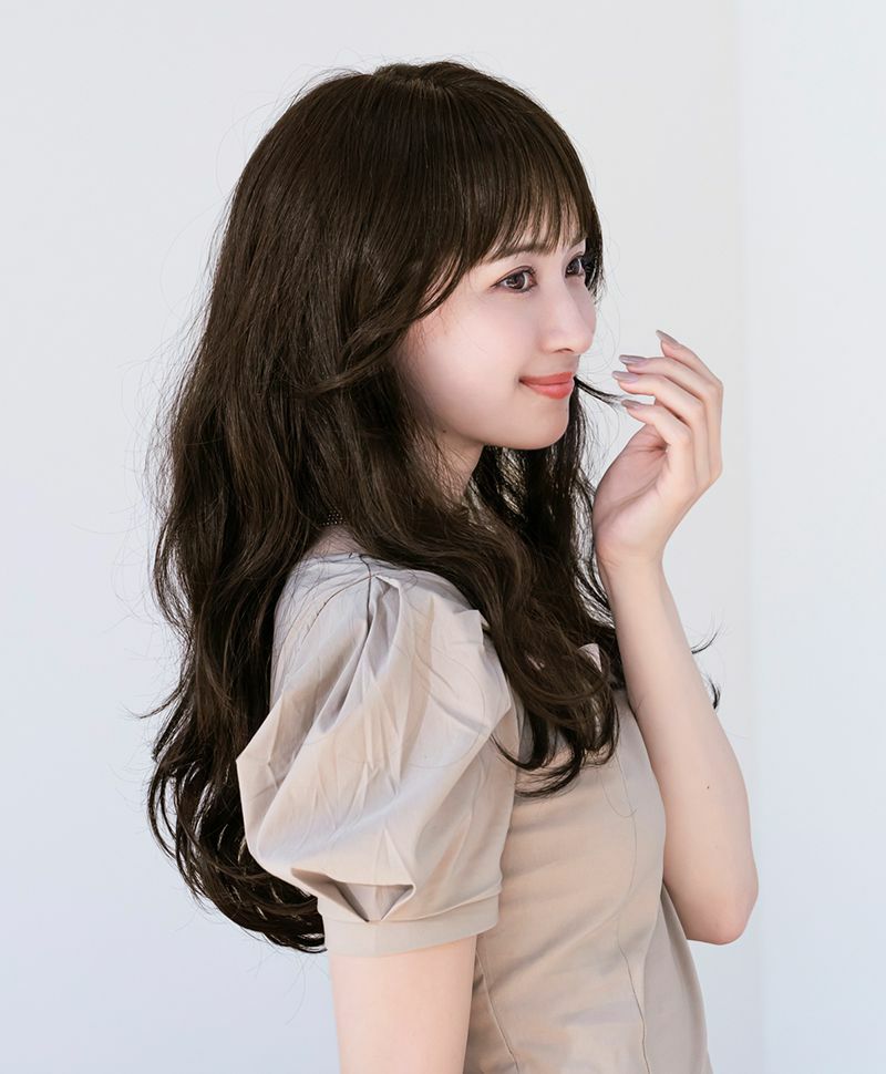 【公式サイト限定】PRISILA Limi手植えオールウィッグ(人毛ミックス)【ローザカールロング】品番/LA-005　カラー/ZNC:人毛ミックスナチュラルカラー　着用イメージ10
