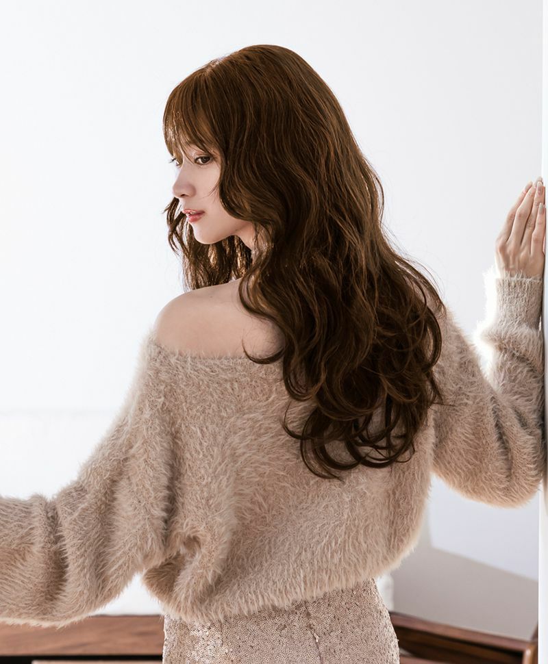 【公式サイト限定】PRISILA Limi手植えオールウィッグ(人毛ミックス)【ローザカールロング】品番/LA-005　カラー/ZMB:人毛ミックスマロンブラウン　着用イメージ15