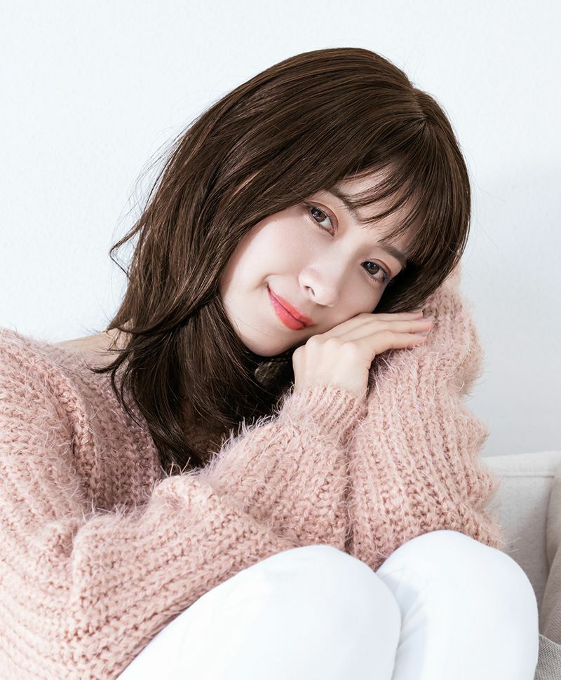 ★プリシラ公式限定★　手植えで施した毛が地毛の立上り感を再現することでより自然に　LA-006　フルールストレートロング　ZNB:人毛ミックスナチュラルブラウン