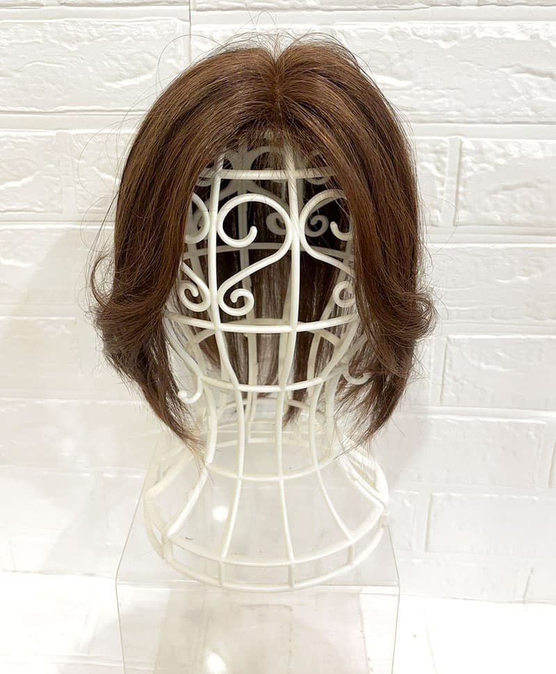 【WEB限定一点もの】総手植えカバーピースUMEDA-907-ZMB人毛ミックスマロンブラウン【梅田サロンカットウィッグ】