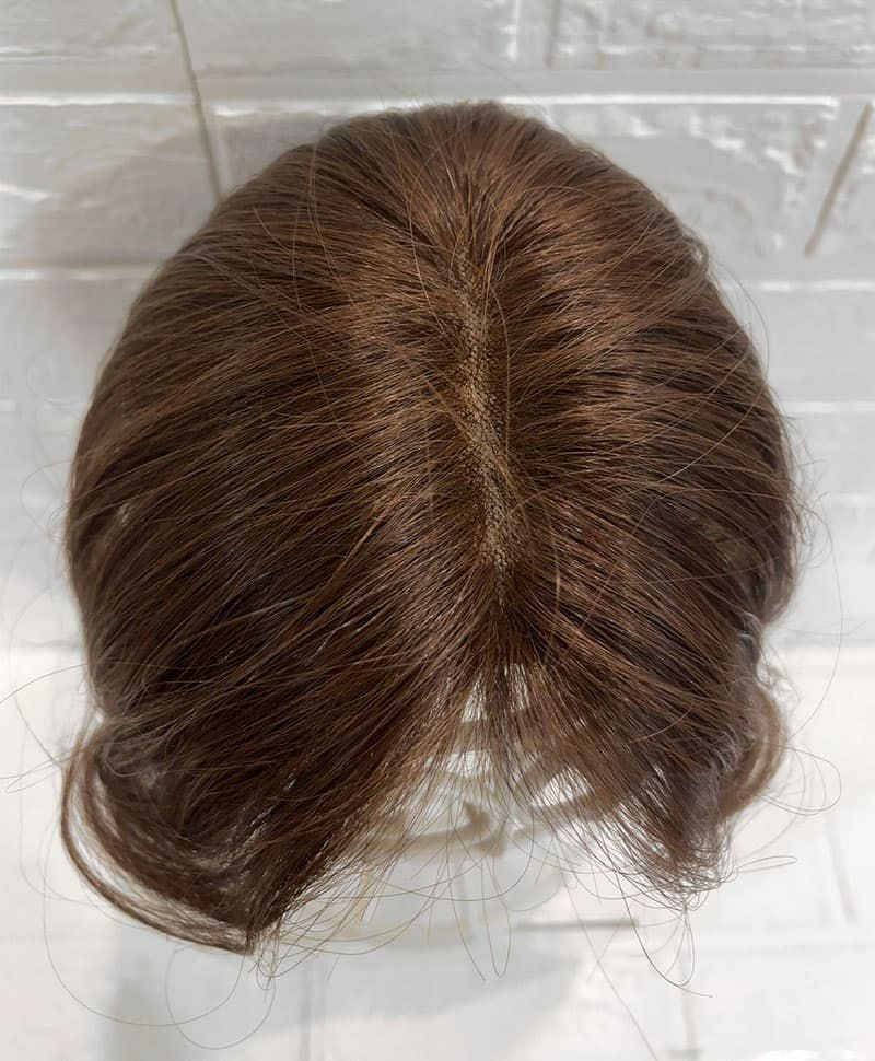 【WEB限定一点もの】総手植えカバーピースUMEDA-907-ZMB人毛ミックスマロンブラウン【梅田サロンカットウィッグ】分け目