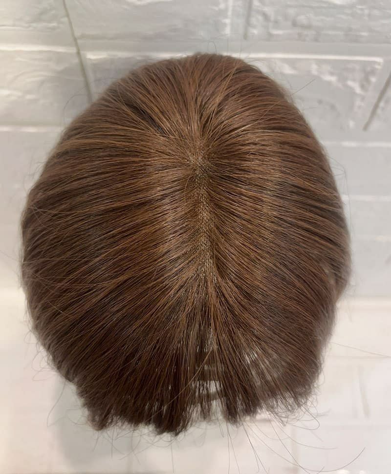 【WEB限定一点もの】総手植えカバーピースUMEDA-909-ZMB人毛ミックスマロンブラウン【梅田サロンカットウィッグ】分け目