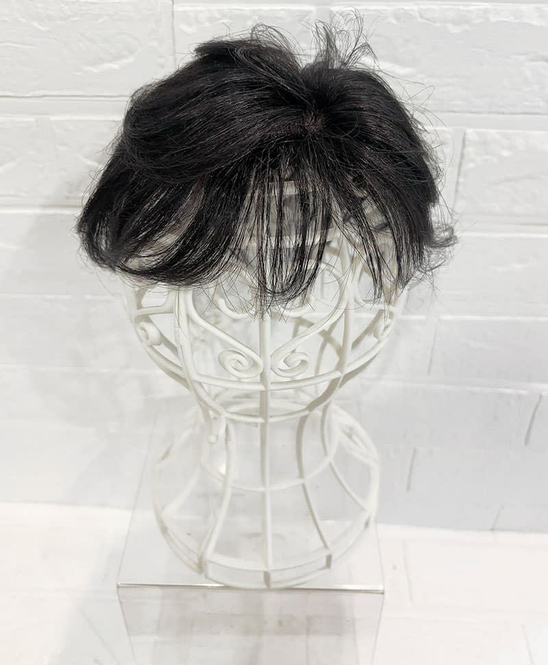 【WEB限定一点もの】総手植えカバーピースUMEDA-911-ZBK人毛ミックスブラック【梅田サロンカットウィッグ】
